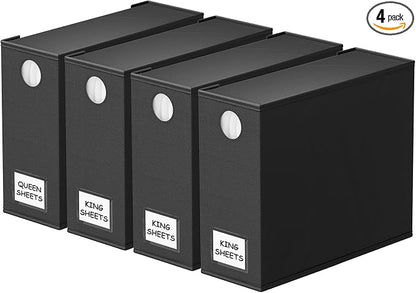 SpaceAid 4 Pack Bed Sheet Organizers and Storage, Foldable Sheet Organizer by SpaceAid