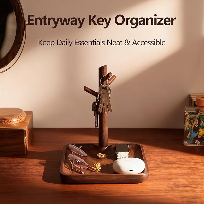 Solid Black Walnut Wooden Key Tray, Key Bowl - Image 2