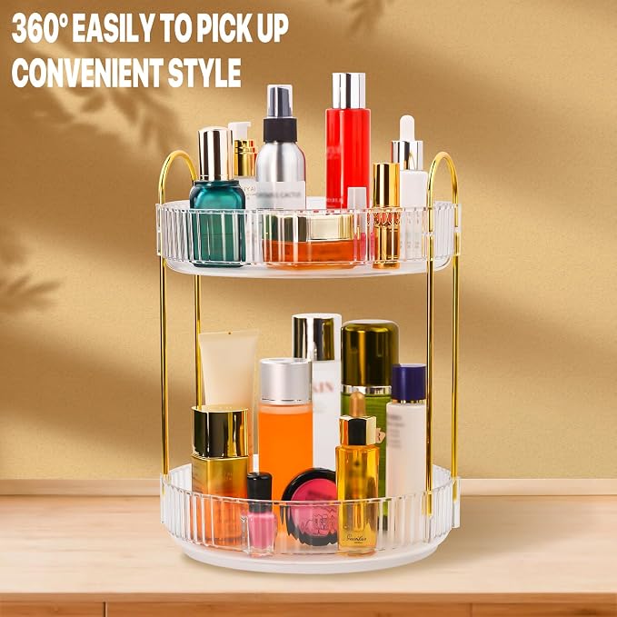 360 Spinning Makeup Organizer, Rotating Bathroom Makeup Holder Rack, Large - Image 4