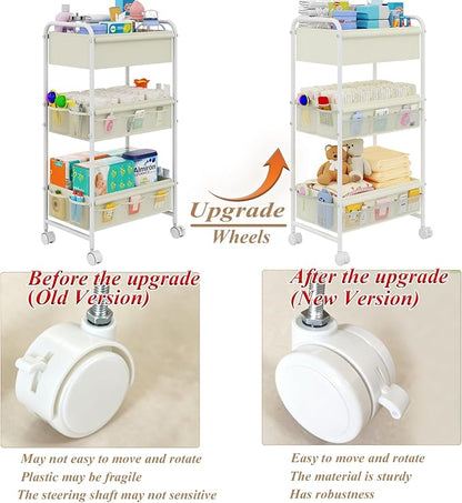 3-Tier Baby Diaper Caddy Cart Organizer, Mobile Nursery Storage Carts - Image 7