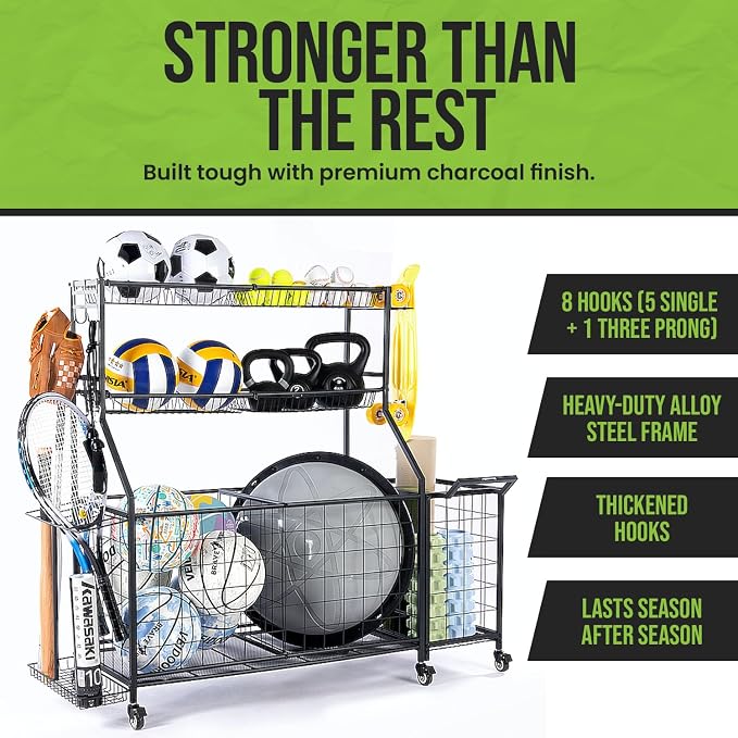 SpaceWise Sports Equipment Organizer – Garage Ball Storage Rack - Image 8
