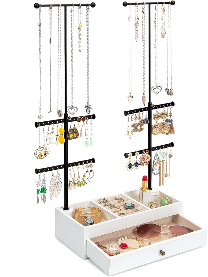 Emfogo Jewelry Organizer Stand Wood Basic Jewelry Drawer Storage Box by Emfogo