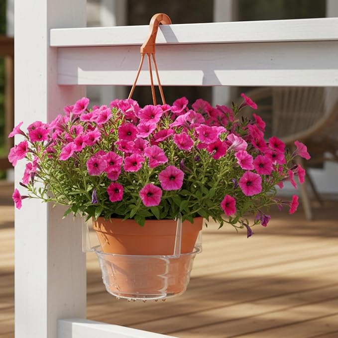 Curtis Wagner Plastics Hanging Basket Drip Pans | Clear, Round Hanging Plant - Image 5