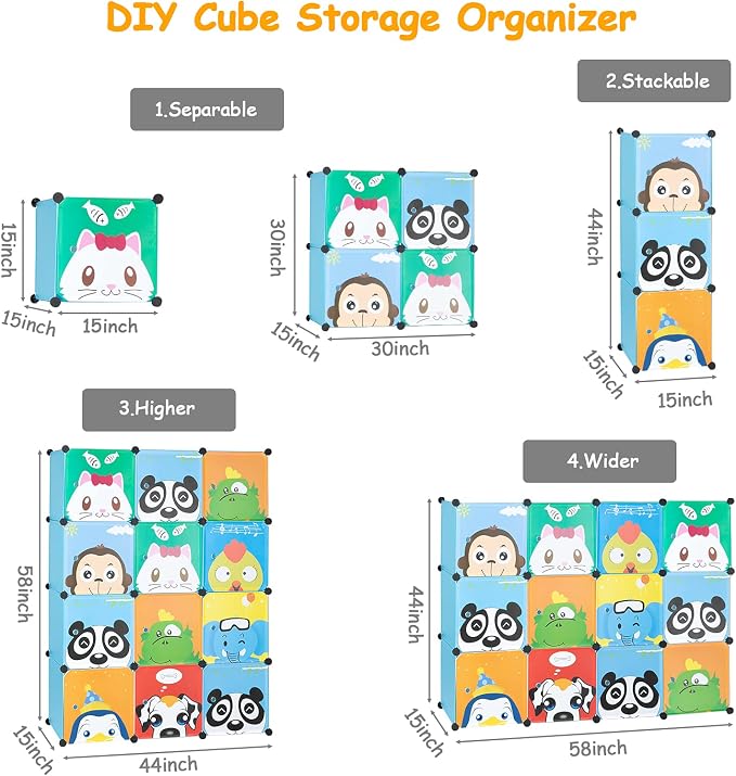 Cubes Storage Organizer, 12-Cube Plastic DIY Cabinet Clothes Wardrobe Closet - Image 3
