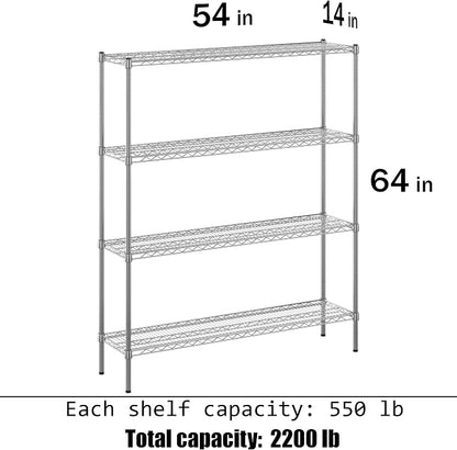 14" Deep x 54" Wide x 64" Height Wire Shelving Kit | 4-Tier | NSF Commercial - Image 3
