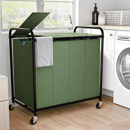 Laundry Sorter 4 Sections 48 Gal, Rolling Laundry Basket by OLLDIDE