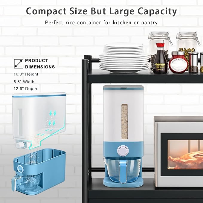 Lenwi 22-25 Lbs Rice Dispenser, Large Cereal Dry Food Storage Containers - Image 5