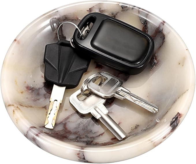 Hipiwe Decorative Key Holder for Entryway Table Round Key Bowl Marble by Hipiwe