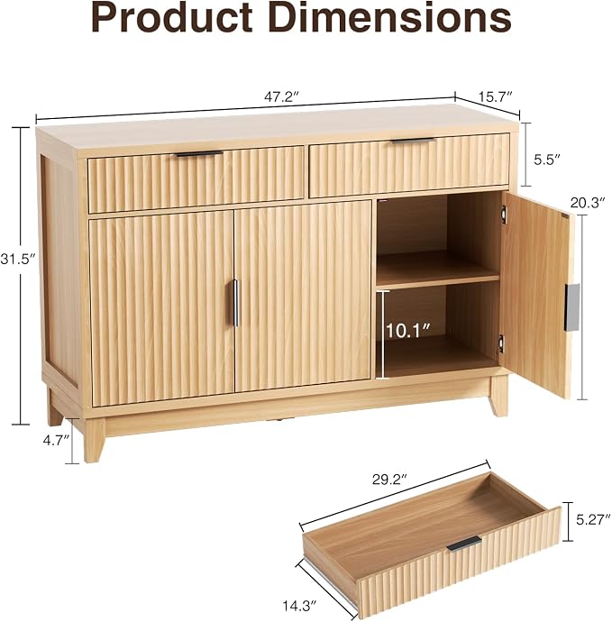 Vabches Modern Sideboard Buffet Cabinet - Image 2