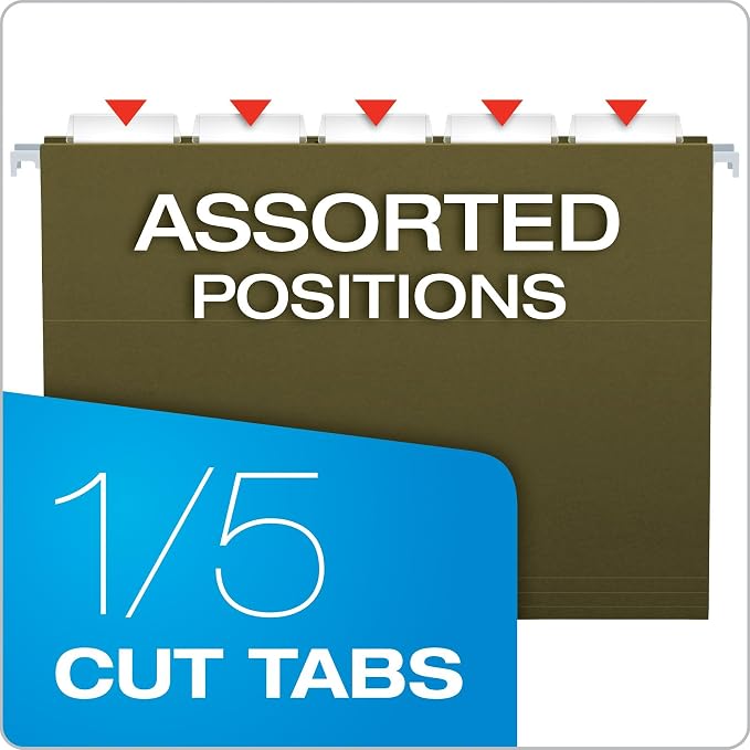 Pendaflex Hanging File Folders, Letter Size, Standard Green, 1/5-Cut Adjustable - Image 4
