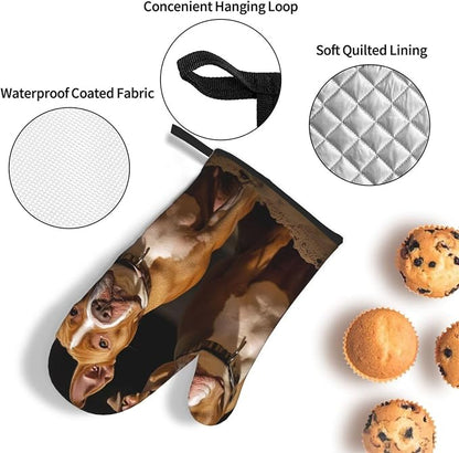 Oven Mitts and Pot Holders Sets of 3 Pitbull Dogs Oven Mitts 3 Pcs Heat - Image 3