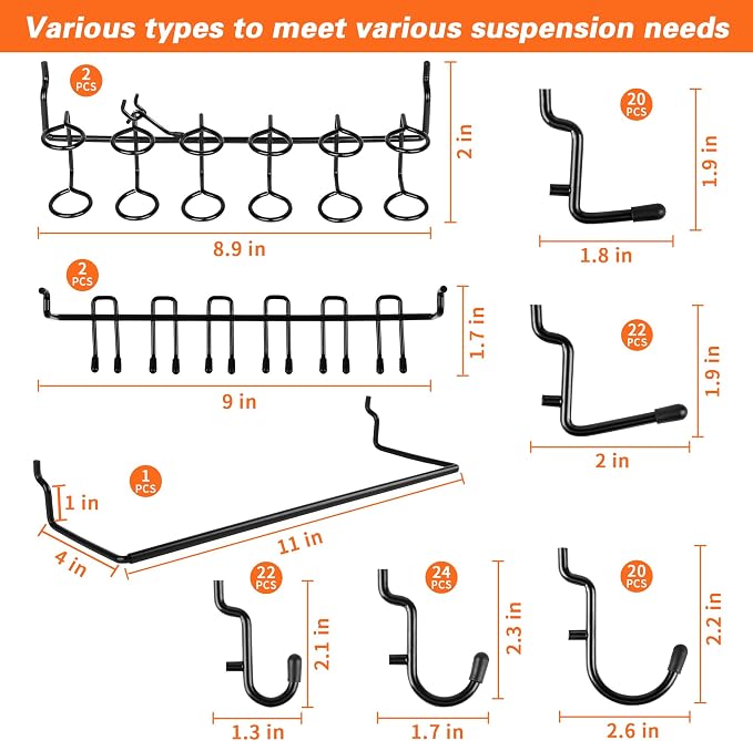 296 PCS Extra Thick Pegboard Hooks - Image 2