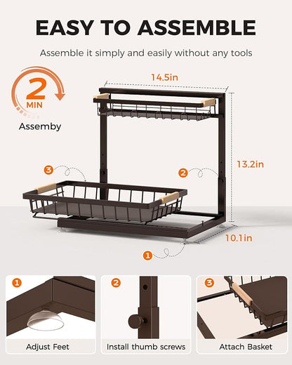 Sevenblue 3 Pack Under Sink Organizer, Height Adjustable 2 Tier Pull-Out Metal - Image 9