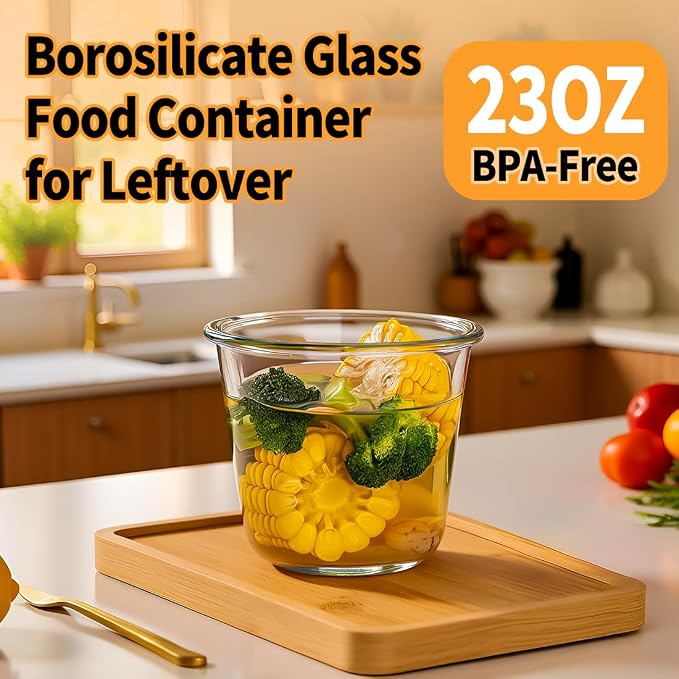 H.JSS WDJS 24oz Round Glass Soup Containers - Image 4