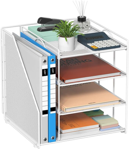 White Desk Organizer and Accessories, 4-Tier Paper Organizer by HOME