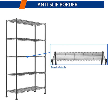 REGILLER 5-Wire Shelving Metal Storage Rack Adjustable Shelves, Standing - Image 7