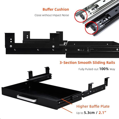Under Desk Drawer Organizer 21" Black Upgraded - Image 6