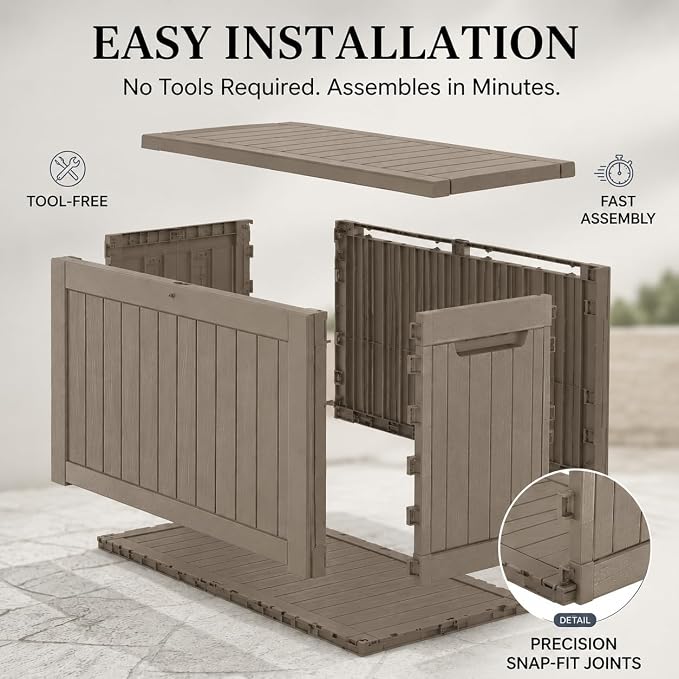 150 Gallon Outdoor Storage Box Resin Deck Box All Weather Waterproof Large - Image 4