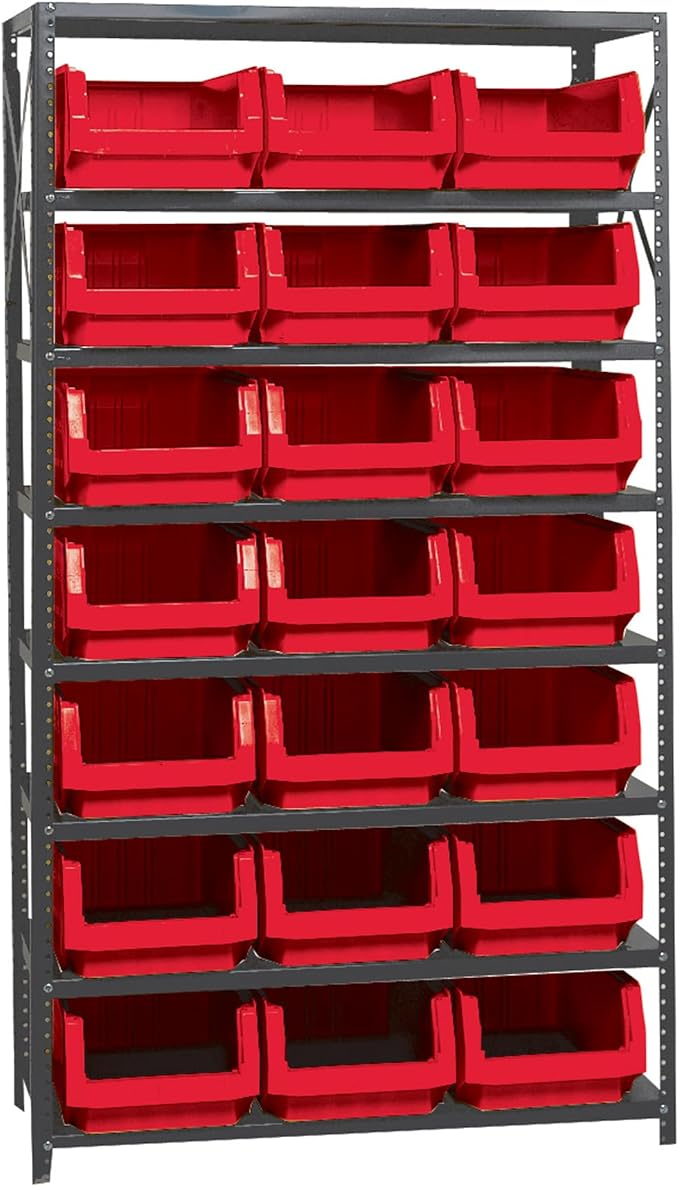 Quantum Storage Systems MSU-532RD Solid Heavy Duty 8 Shelves 21 MAGNUM Red Bins by QuantumStorageSystems