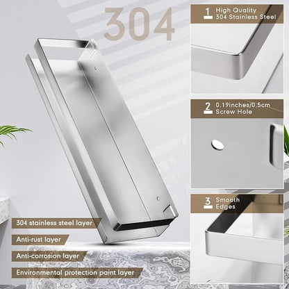 Lallisa 2 Pieces Stainless Steel Shelf Bathroom Shower Floating Shelves Wall - Image 4