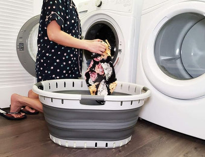 SAMMART 57L Collapsible 3-Handled Plastic Laundry Basket - Image 2