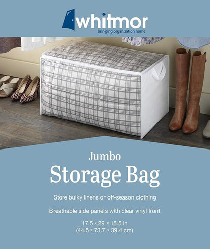 Whitmor Zippered Jumbo Storage Bag, Extra Large 34 Gallon, Breathable Non-Woven - Image 3