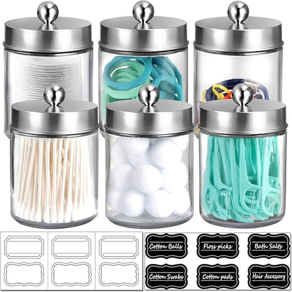 Amolliar 6Pc Apothecary Jars Bathroom Vanity Organizer- Rustic Farmhouse Decor - Image 9