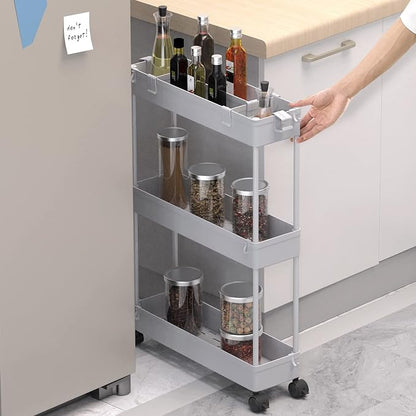 SPACELEAD Slim Storage Cart 3 Tier, Bathroom Organizer Rolling Utility - Image 2