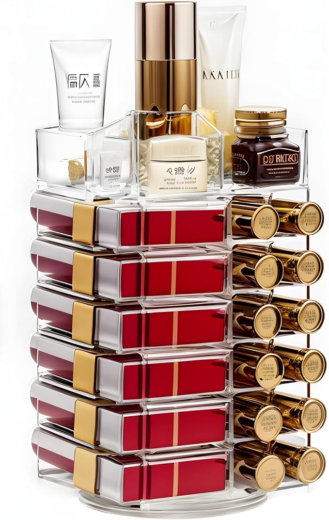Lipstick Tower 360 Degree Rotating Display Large Capacity Storage Organizer by Unknown