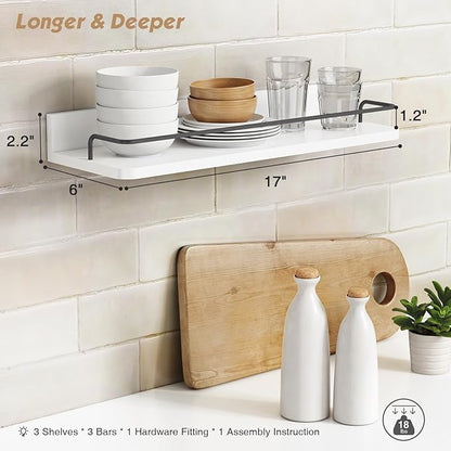 Forbena White Floating Shelves Bathroom Shelves Over Toilet Set of 3, Bathroom - Image 3