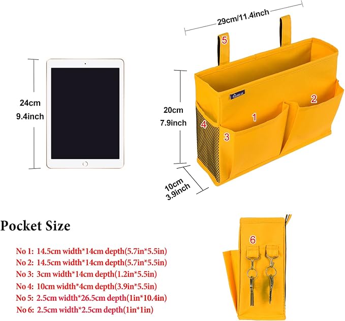 Surblue Bedside Caddy Hanging Bed Organizer Storage Bag Pocket - Image 6
