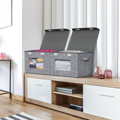 Univivi Fabric Foldable Storage Boxes Large Collapsible Stackable Storage Bins - Image 5