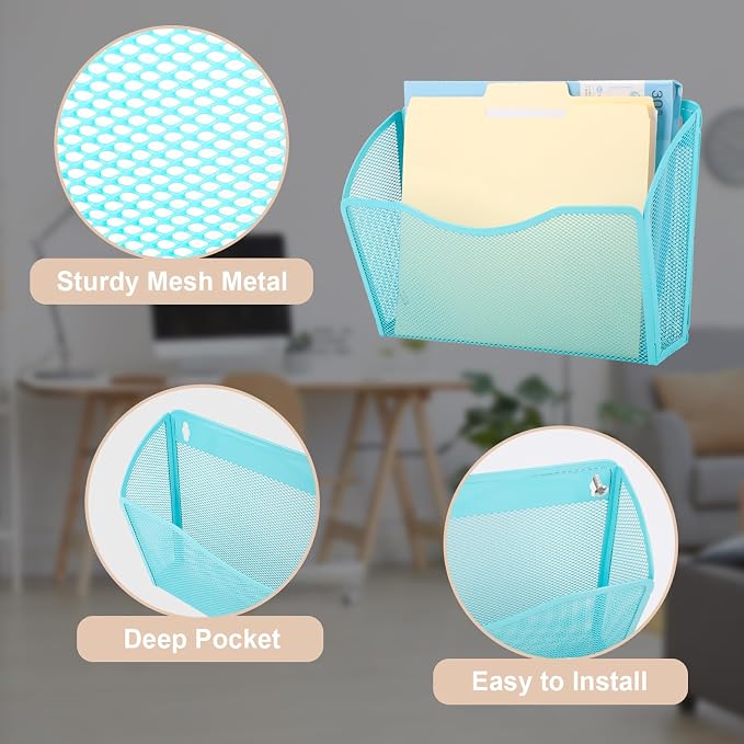 EASEPRES 3 Single Pocket Mesh Hanging File Organizer, Vertical Wall Mounted - Image 3