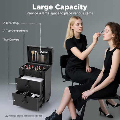 Professional Rolling Makeup Case, Large Cosmetic Trolley - Image 3