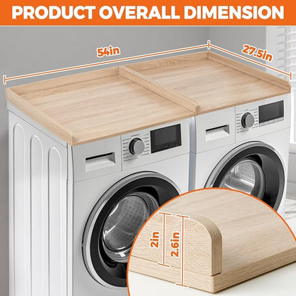 Washer Dryer Countertop, Wooden Laundry Countertop Set of 2 Dryer Storage Shelf - Image 7