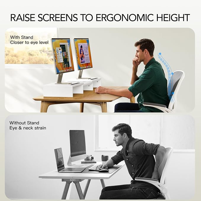 AMERIERGO Dual Monitor Stand Riser- 3 Shelf Screen Stand - Image 3