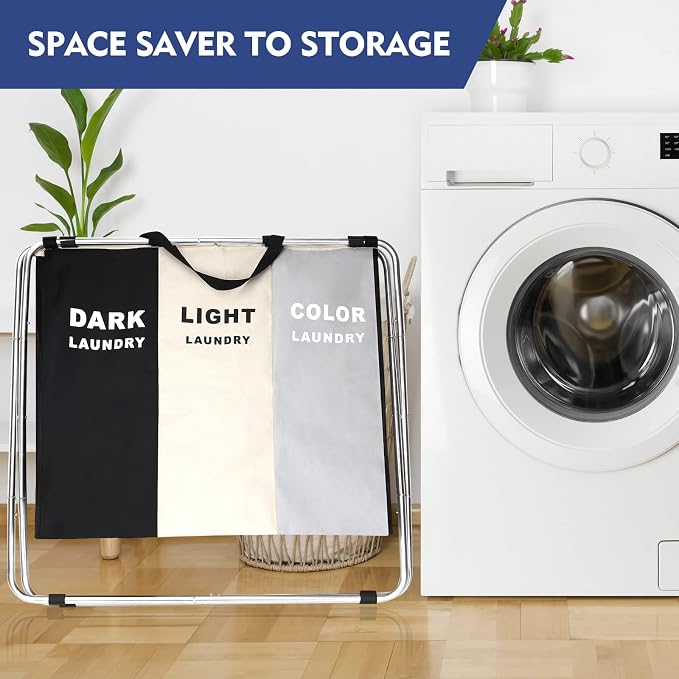 180L Large Laundry Basket, Freestanding Laundry Hamper, Collapsible Tall - Image 4