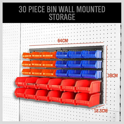 SEDY 30-Bin Wall-Mounted Storage Rack System - Image 2