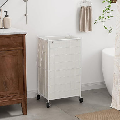 WOWLIVE Laundry Hamper with Wheels, Metal Wire Frame Rolling Laundry Basket - Image 2
