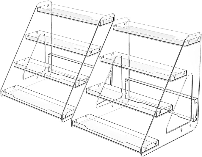 JOYZAN Clear Riser Display Stands 4 Tier Display Shelf Tiered Display Rack | by MakeYourHomeOrganizedTidy