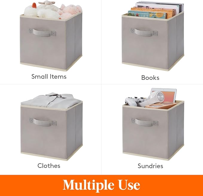 Lifewit Storage Cubes, 11 Inch Organizer Bins, 18L Light Gray, 12 Packs | - Image 4