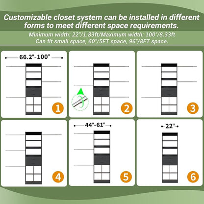 Besiost Closet System, 4-8 FT Closet Organizer Systems - Image 7
