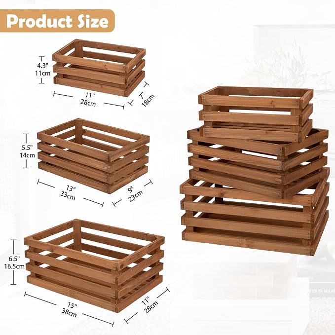 Set of 3 Nesting Wooden Storage Crates - Image 4