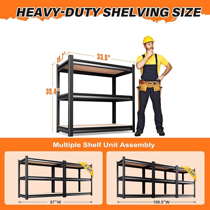 3T Storage Shelves, Garage Shelving, Adjustable Heavy Duty Shelving Unit - Image 2