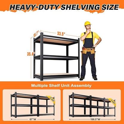 3T Storage Shelves, Garage Shelving, Adjustable Heavy Duty Shelving Unit - Image 2