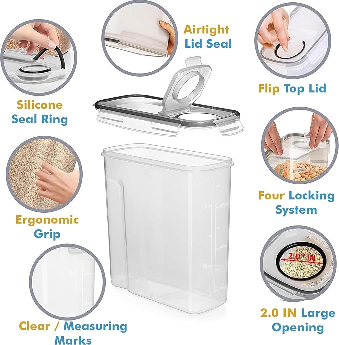 Shazo 2 Pack Small Airtight Cereal Containers Storage - Image 3