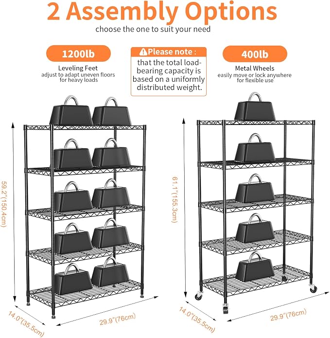 5-Tier Heavy Duty Shelving Unit, Metal Shelving - Image 3