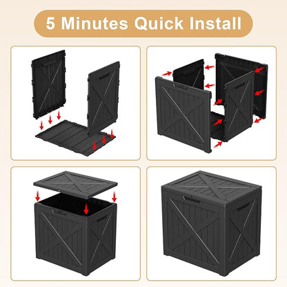 32 Gallon Resin Deck Box Outdoor, Waterproof Lockable Delivery Storage Box - Image 6