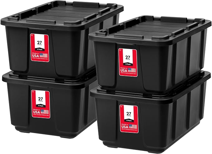 IRIS USA 27 Gallon Heavy Duty Truck Bed Toolbox Storage Tote Bins by IRISUSA