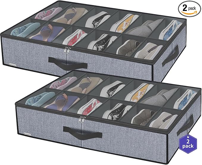 Onlyeasy Large Under Bed Shoe Organizer by Onlyeasy